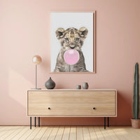 Bubble-Blowing Lion Cub Poster
