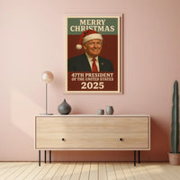 Festive Presidential Christmas Poster Featuring Santa Hat Portrait