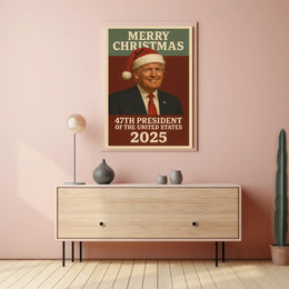 Festive Presidential Christmas Poster Featuring Santa Hat Portrait