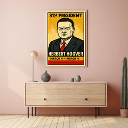 Herbert Hoover 31st President of the United States Inked Comic Style Poster