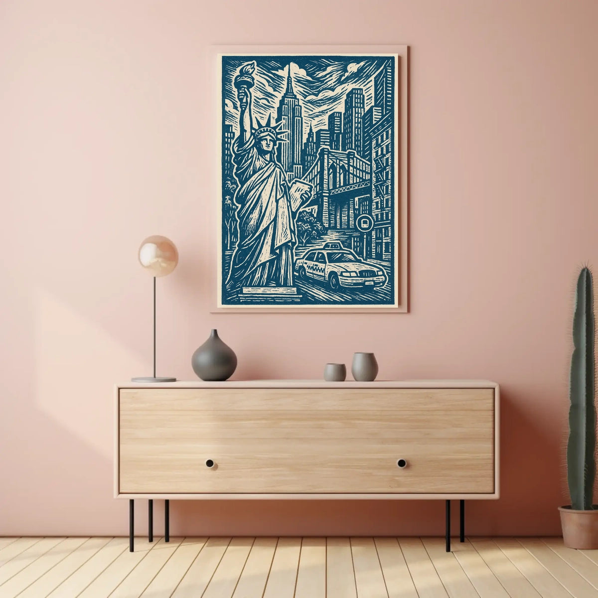 New York City Urban Landscape Poster Vintage Wall Art