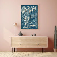New York City Urban Landscape Poster Vintage Wall Art