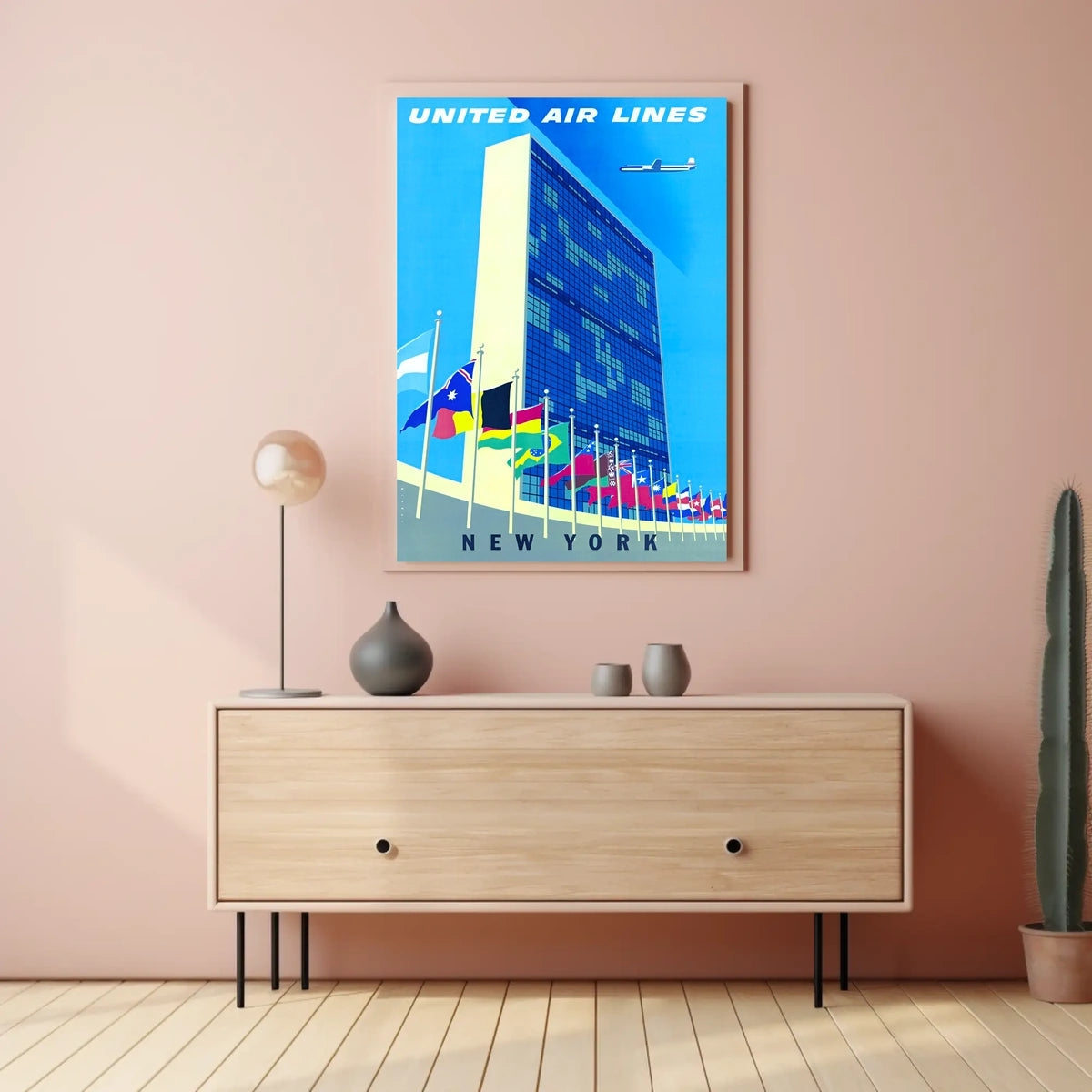 New York Travel Poster Vintage UN Building Wall Art