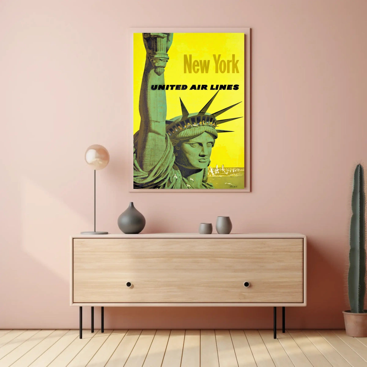 New York City Skyline Poster Vintage Travel Wall Art