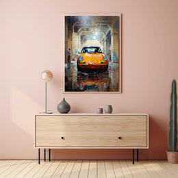 Vintage Elegance Classic Car In Urban Poster PosterGoat