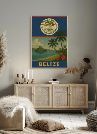 Belize Tropical Coast Vintage Travel Poster