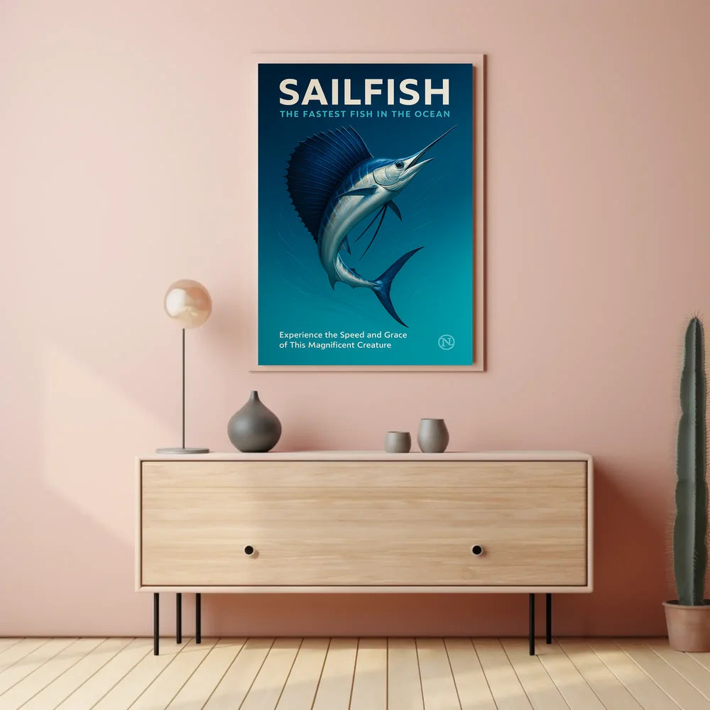 Sailfish Speed and Grace Photorealistic Animal Poster PosterGoat