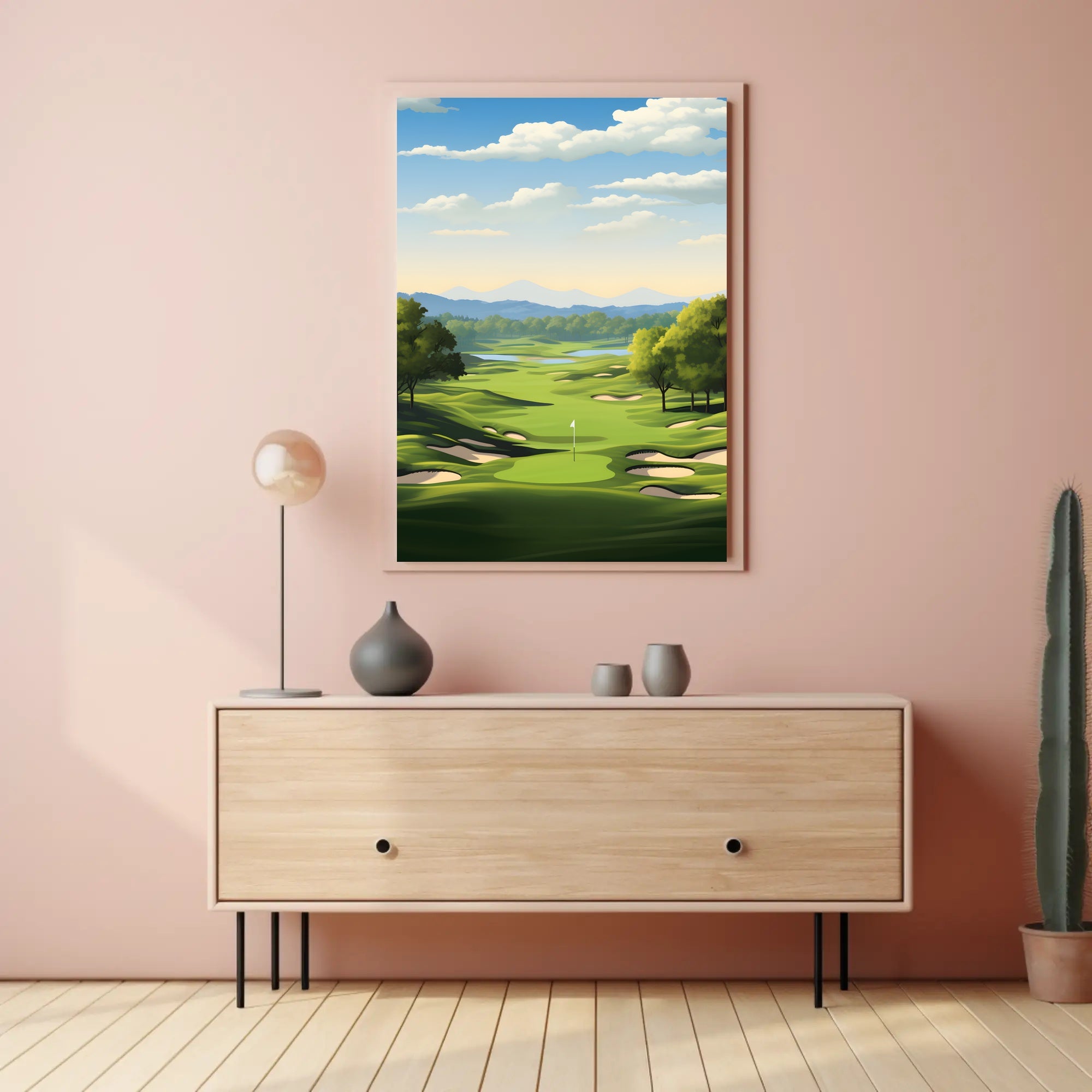 Serene Golf Course Scene Illustrative Sports Poster