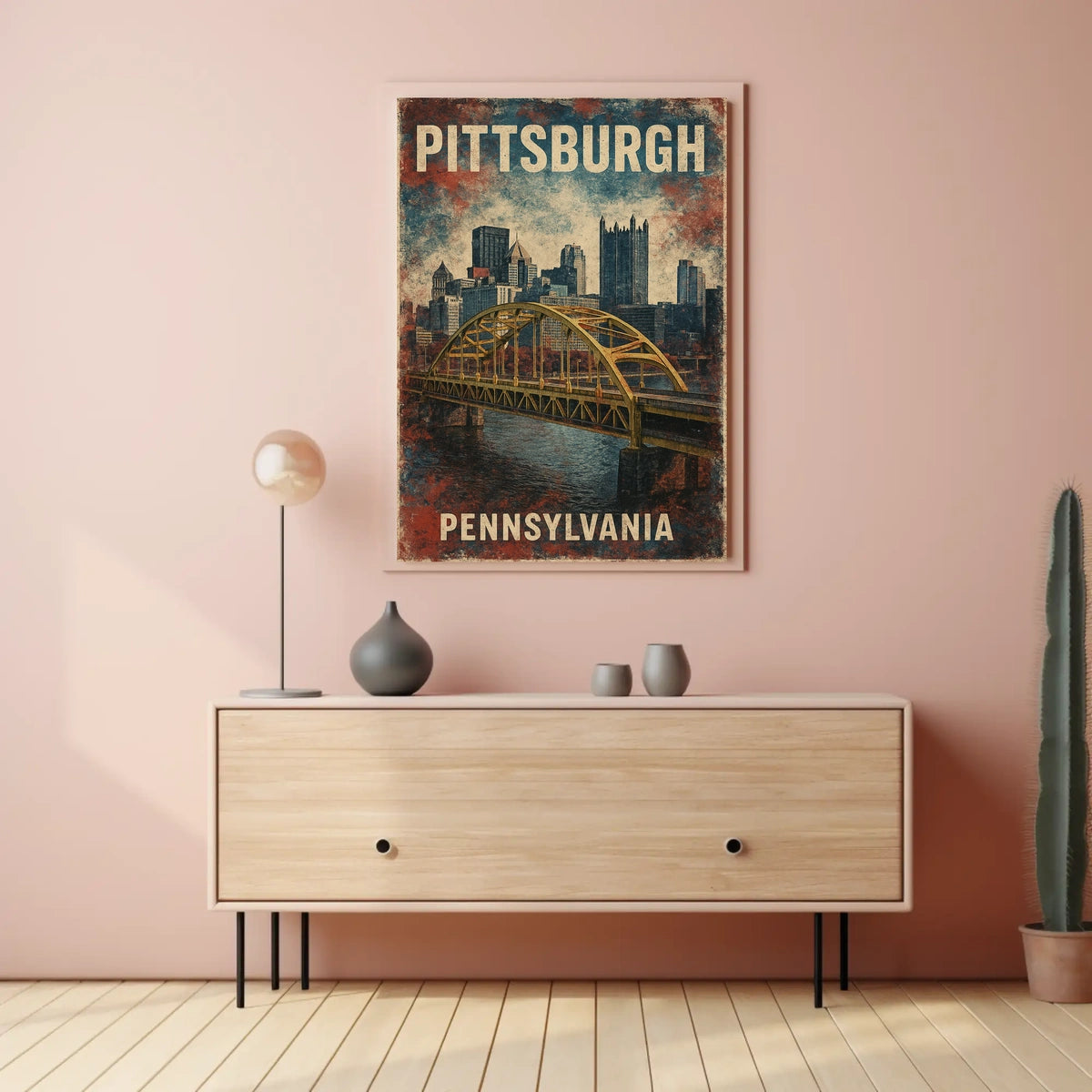 Pittsburgh Skyline Cityscape Photography Realism Urban Life Iconic Steel City Heritage Poster
