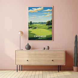 Chicago Golf Course Scenic Travel Poster