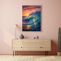 Ocean Wave At Sunset Art Print - Artistic Poster
