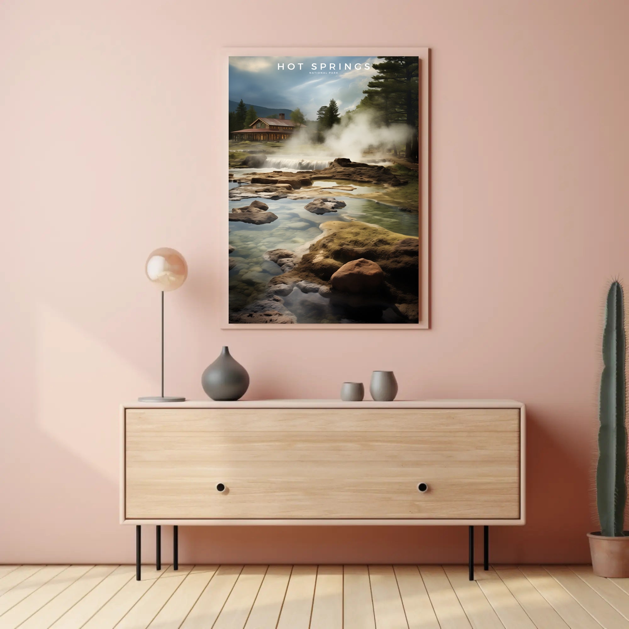Hot Springs Tranquil Travel Poster Wall Art