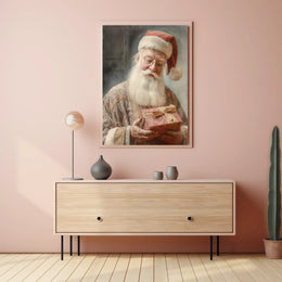 Santa Claus With A Gift Poster