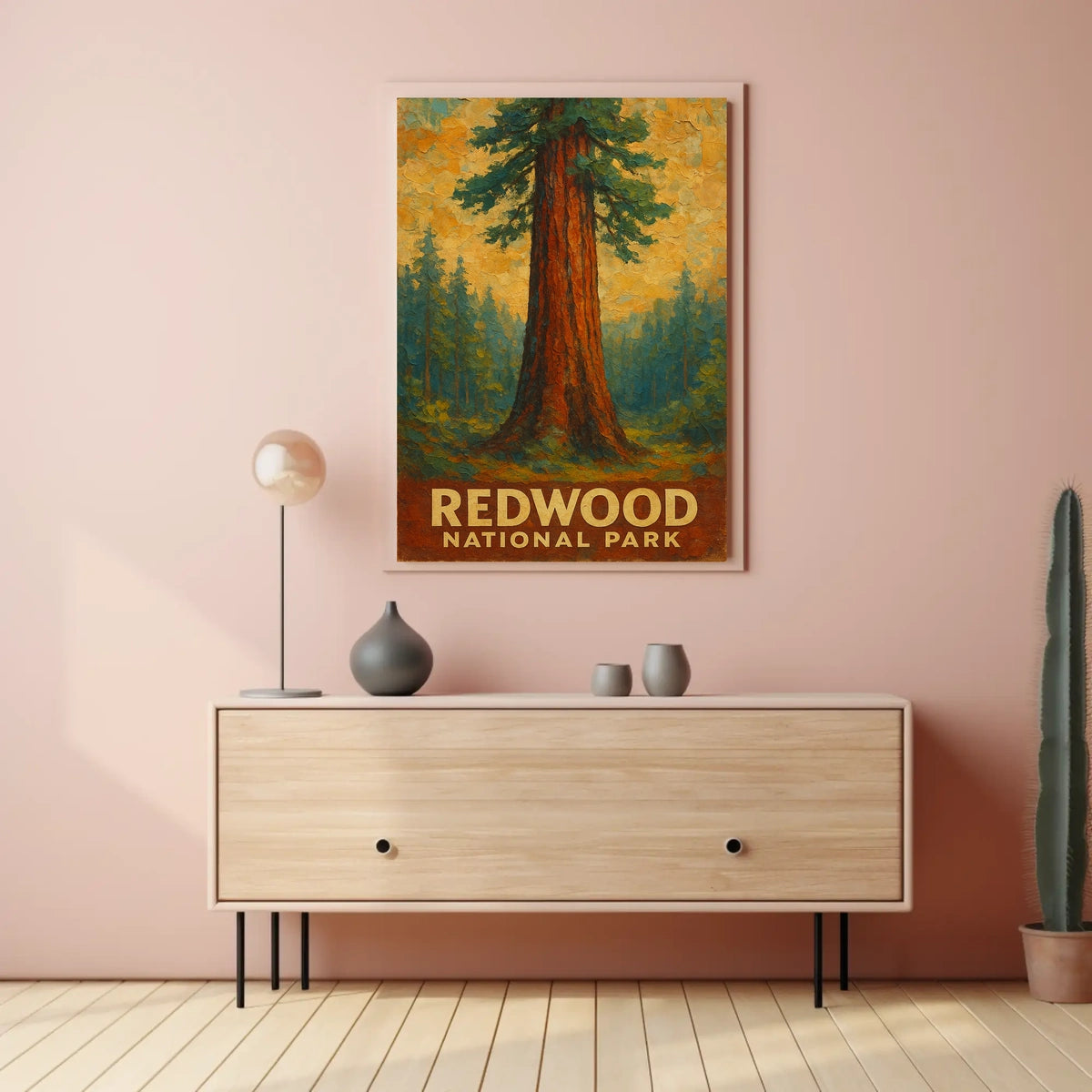 Redwood National Park Scenic Vintage Ads Art Nouveau Wanderlust Decor Timeless Nature Poster