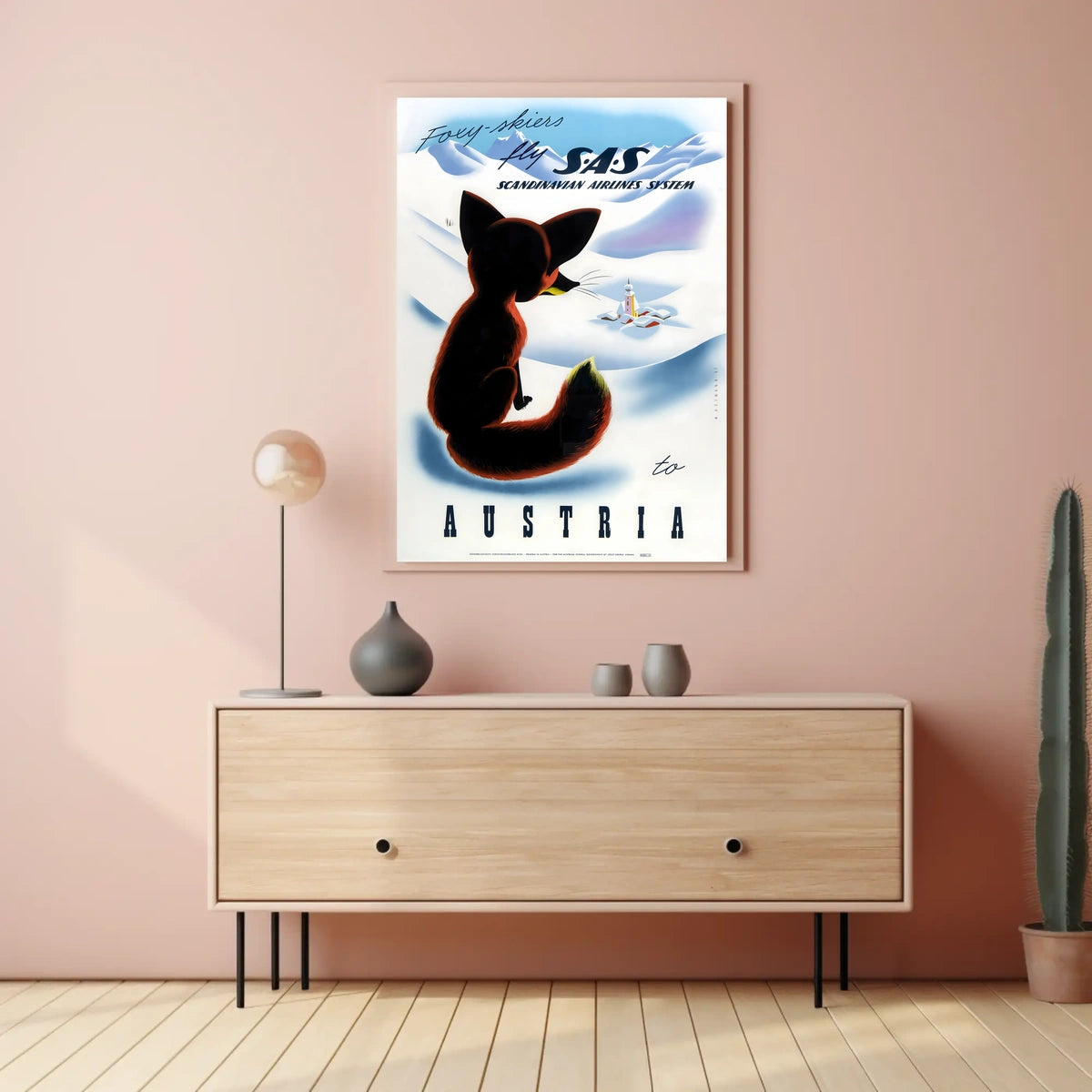 Foxy Skiers Fly Sas Poster