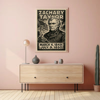 Zachary Taylor 12th President of the United States B & W Comic Sketch Poster