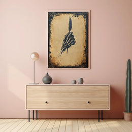 Macabre Skeleton Quill Design Art Print Poster