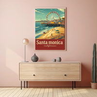 Santa Monica Pier Retro Travel Poster