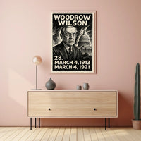 Woodrow Wilson 28th President of the United States B & W Comic Sketch Poster