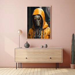 Cybernetic Sentinel In The Rain Poster PosterGoat