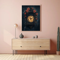 Timeless Vintage Clock with Roses Cultural or Heritage Poster