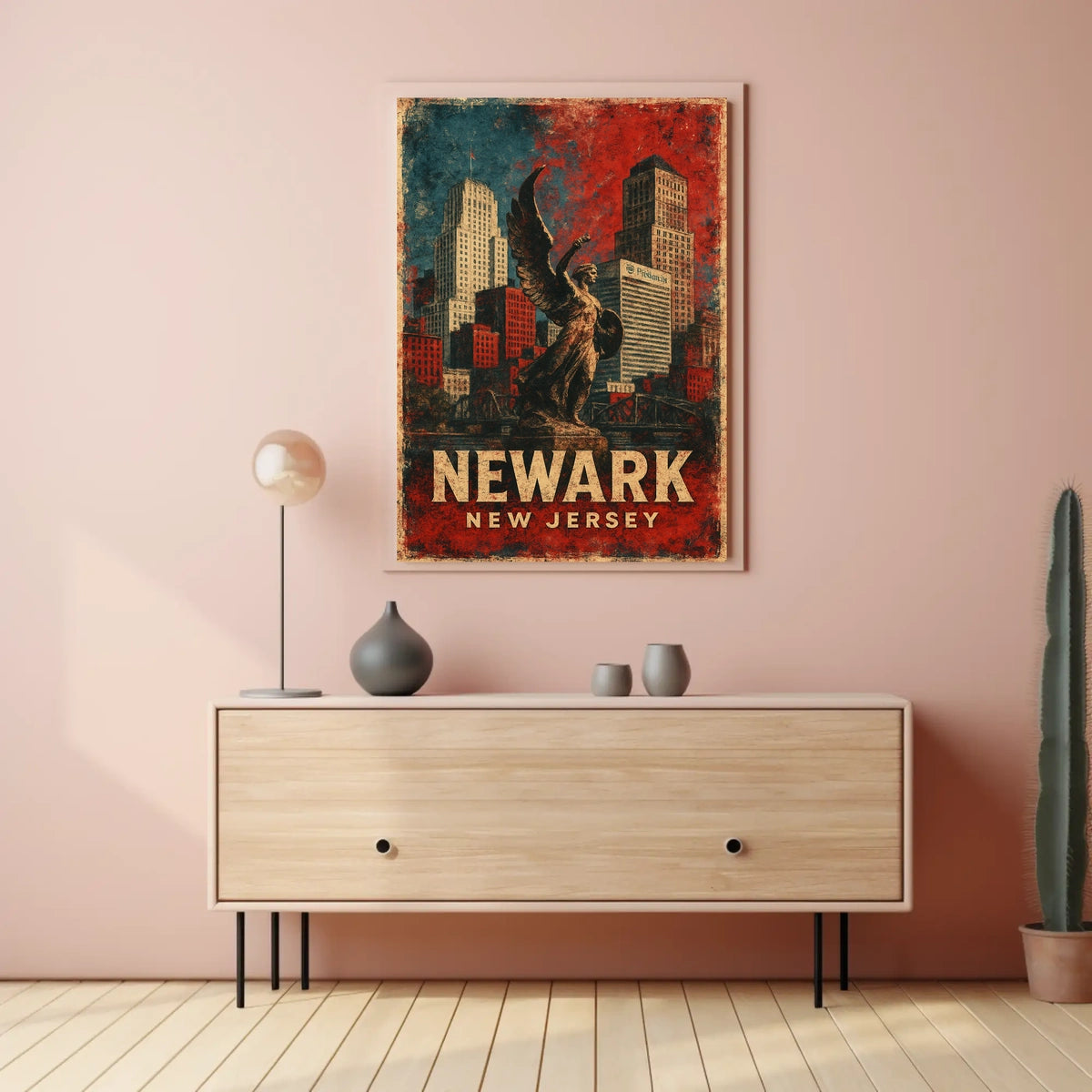 Newark Skyline Cityscape Digital Painting Urban Art Poster