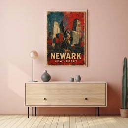 Newark Skyline Cityscape Digital Painting Urban Art Poster
