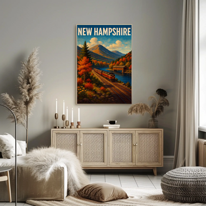 New Hampshire Mountain Train Autumn Scenic Railway Travel Poster Travel Poster