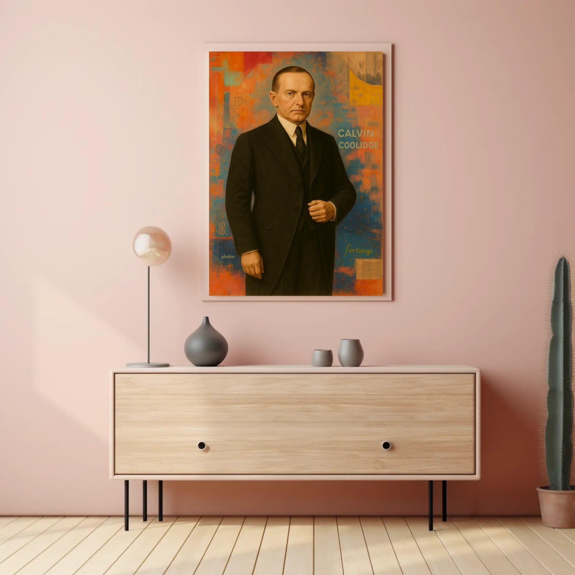 Calvin Coolidge Portrait Abstract Artistic Pop Culture Poster