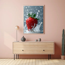 Splashing Strawberry Delight Poster PosterGoat