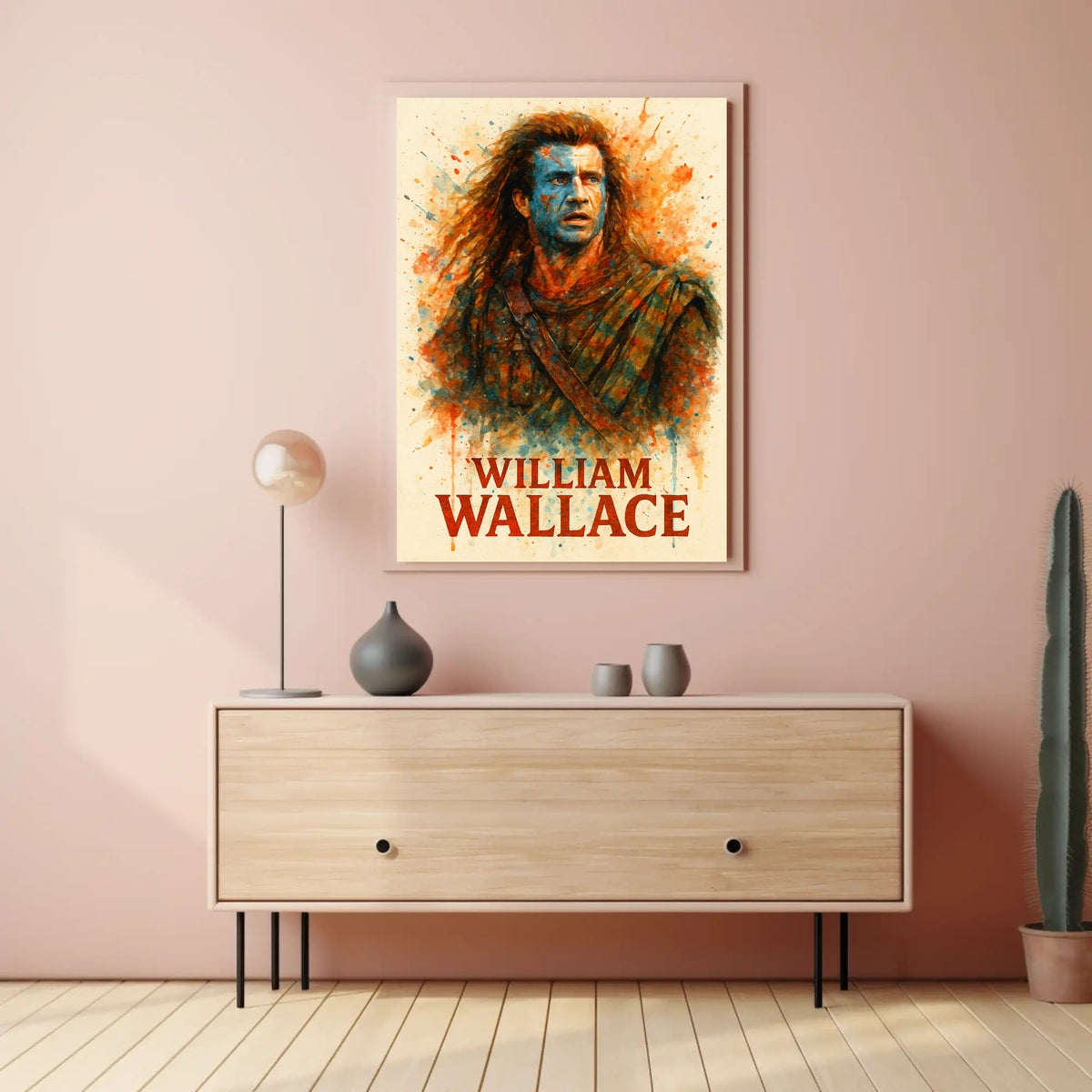 Medieval Scottish Warrior Art Poster: Bold Watercolor Print