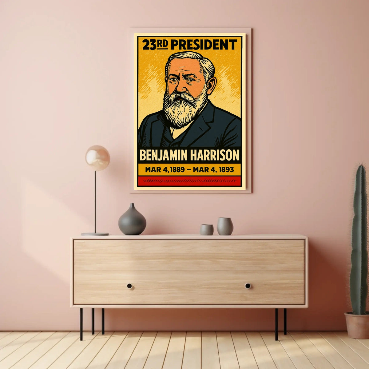Benjamin Harrison 23rd President of the United States Inked Comic Style Poster