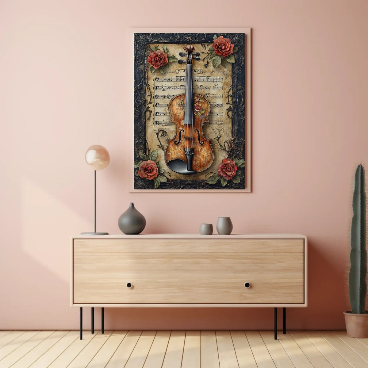 Vintage Violin and Roses Cultural or Heritage Poster