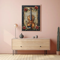 Vintage Violin and Roses Cultural or Heritage Poster