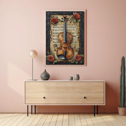 Vintage Violin and Roses Cultural or Heritage Poster