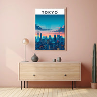 Tokyo Skyline at Sunset Travel Poster