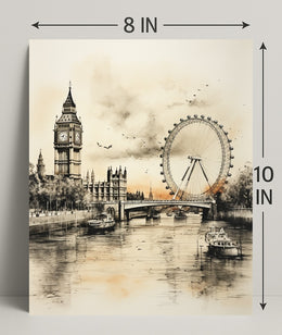 London Landmarks In Watercolor Poster