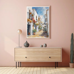 Quaint Mediterranean Street Poster PosterGoat