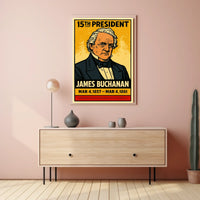 James Buchanan 15th President of the United States Inked Comic Style Poster