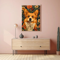 Floral Corgi Delight Wall Art Print