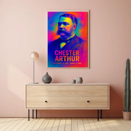 Chester A. Arthur 21st President of the United States Neon Gradient Overlay Poster