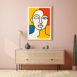 Abstract Portrait in Primary Colors Poster