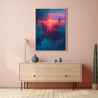 Futuristic Cityscape at Sunset - Urban or Cityscape Poster PosterGoat