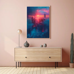 Futuristic Cityscape at Sunset - Urban or Cityscape Poster PosterGoat