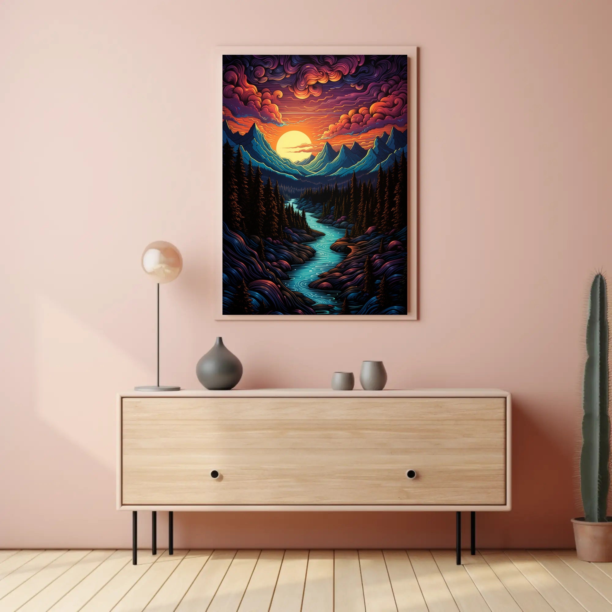 Majestic Mountain Sunset Poster PosterGoat