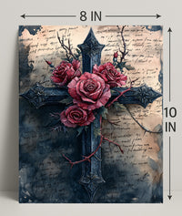 Roses And Cross Poster
