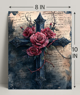 Roses And Cross Poster