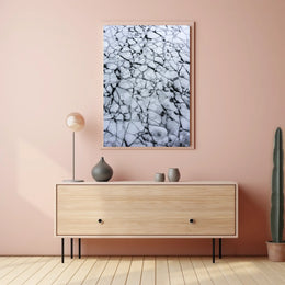 Cracked Ice Surface Photorealistic Abstract Artistic Poster