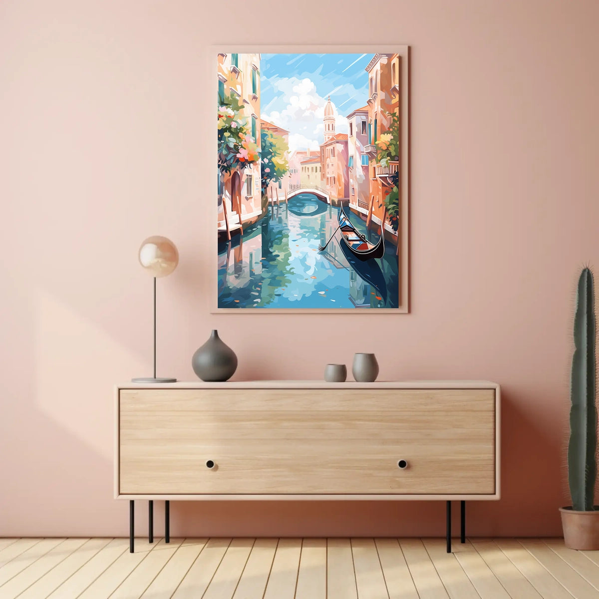 Venice Canal Gondola Scene Vintage Travel Poster