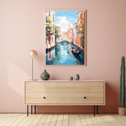 Venice Canal Gondola Scene Vintage Travel Poster